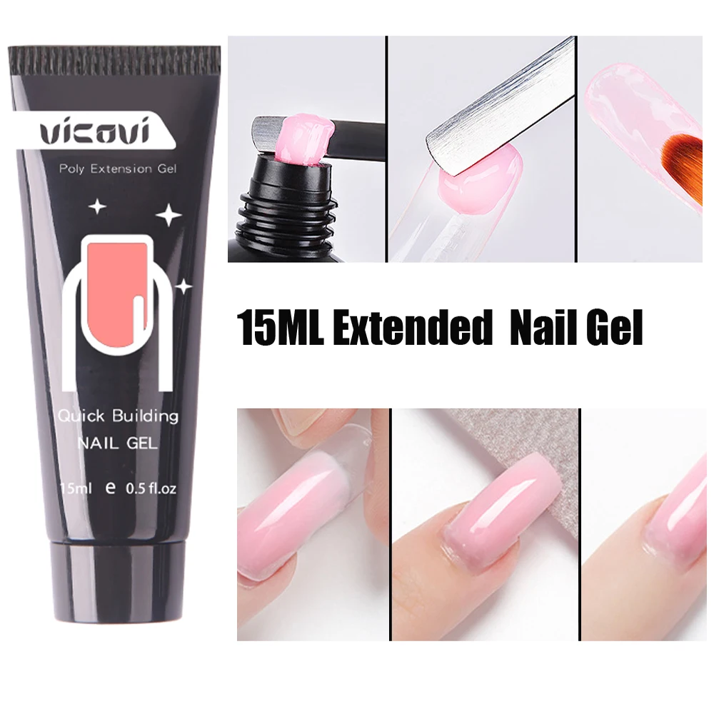 

Полигель для наращивания ногтей 1Jar-15ML, прозрачный/розовый Полупостоянный Гель-лак для ногтей для самостоятельного быстрого УФ-маникюра, ак...