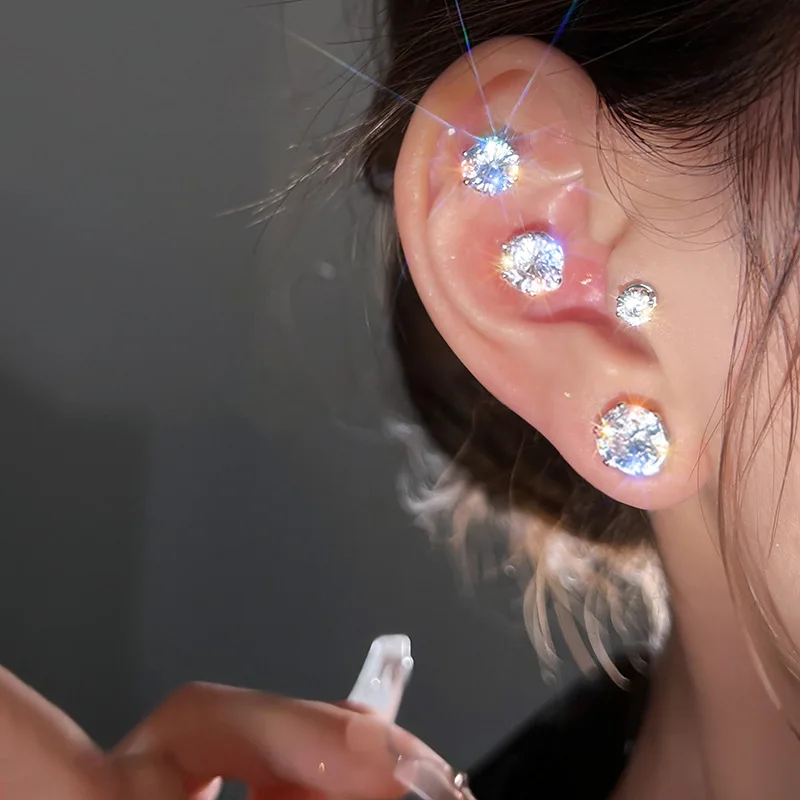 

Non-pierced Magnetic Earring for Women Classic 4/5/6/7/8MM Rhinestone Stud Earrings Clip on No Ear Hole Jewelry Gift 1 Pair