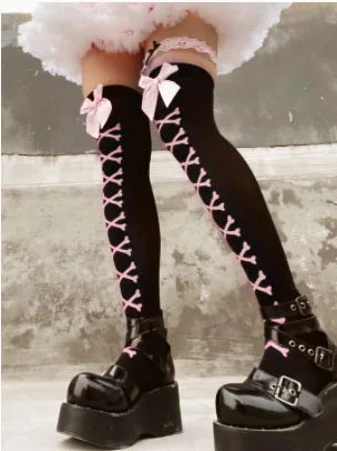 JK/носки для девочек черные милые гольфы в сеточку с рыбками Y2K Harajuku длинные стиле