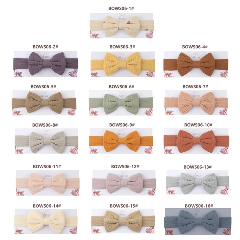 

New Stretchy Knot Handmade Hair Bows Soft Cotton Solid Color Princess Hair Bands