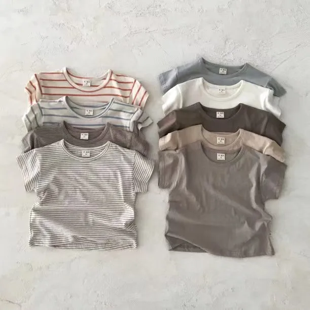 

Infant children's clothing simple casual short-sleeved T-shirt basic wild half-sleeved bottoming shirt summer
