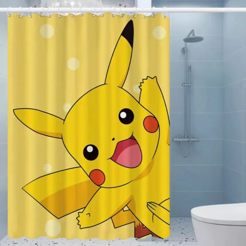 

180cm Kawaii Anime Pokemon Pikachu Shower Curtains Waterproof Polyester Bath Curtain Partition Curtain Home Bathroom Accessories