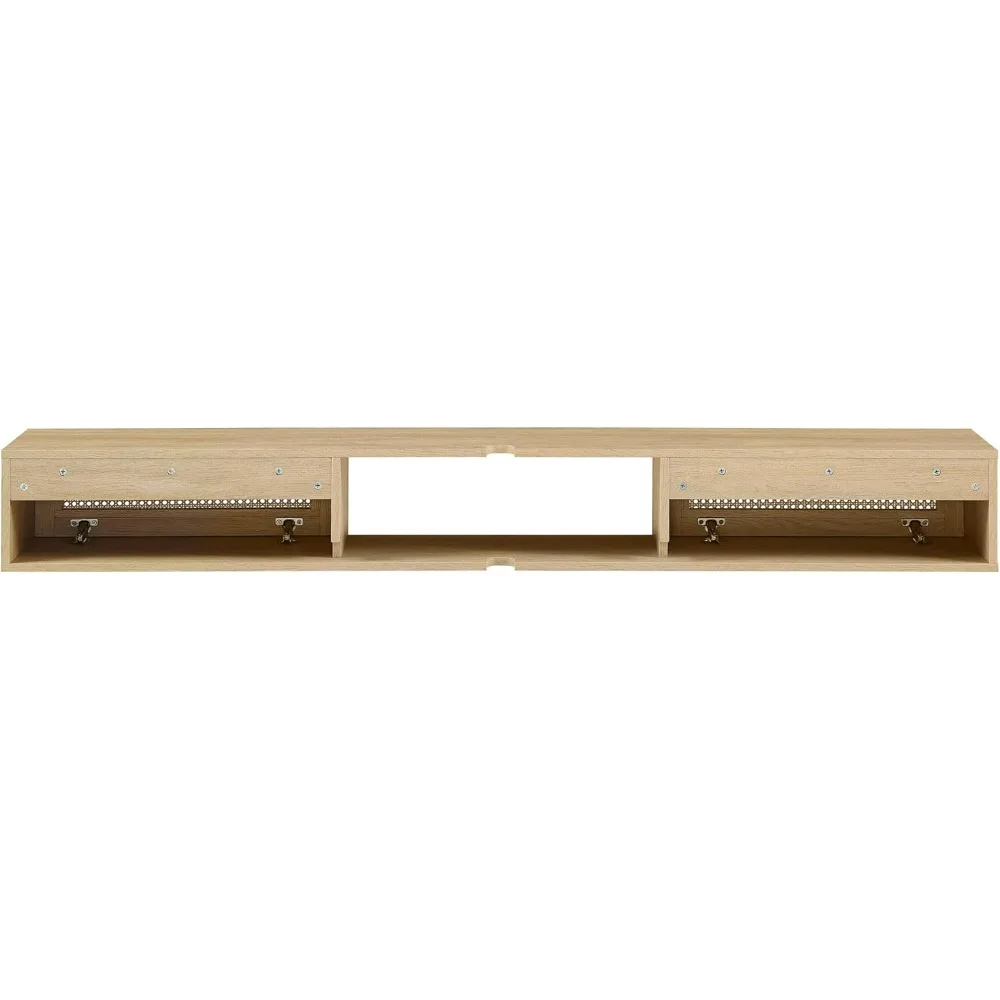 Современная настенная плавающая подставка из ротанга с откидной дверью для