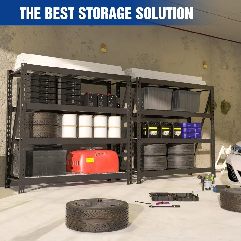 Ультраширокий 4-уровневый металлический стеллаж для гаража 68 дюймов Ш x 24 дюйма Д