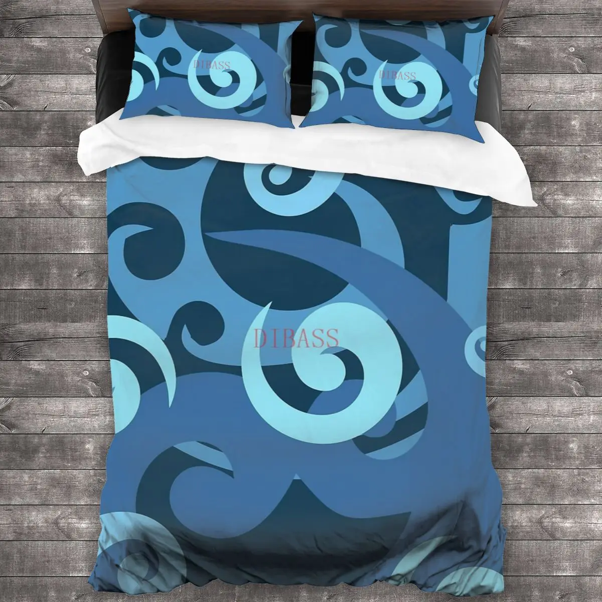 

Koru Design, Blue Soft Microfiber Comforter Set with 2 Pillowcase, Quilt Cover With Zipper Closure King Size Comforter Cover
