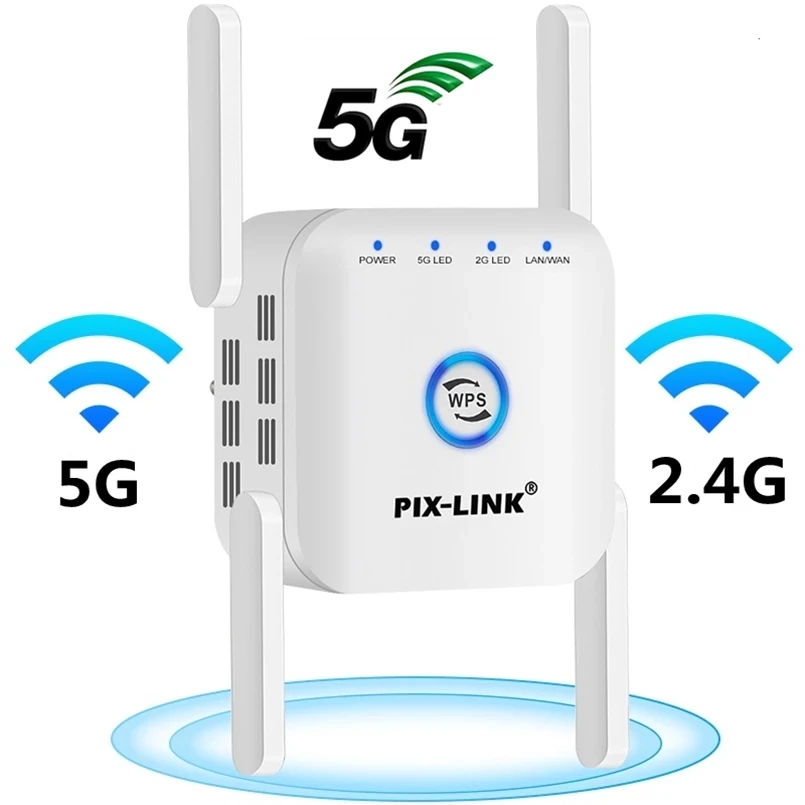 

PIXLINK Wifi Repeater 5 Ghz WiFi Extender Repeater Long Range Extender 1200M Wireless Booster Wi-Fi Internet Signal Amplifier