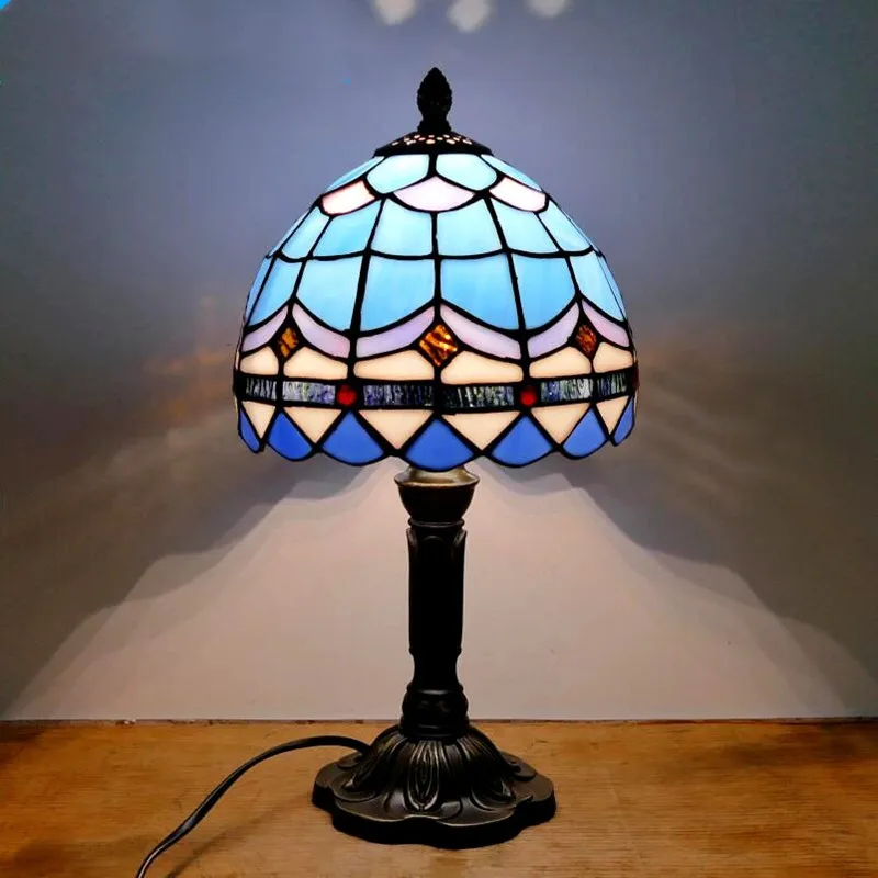 

Mediterranean Style tiffany floor lamps Restaurant Bar Cafe LED Vintage glass lamps restaurant Bedroom bedsides lamp