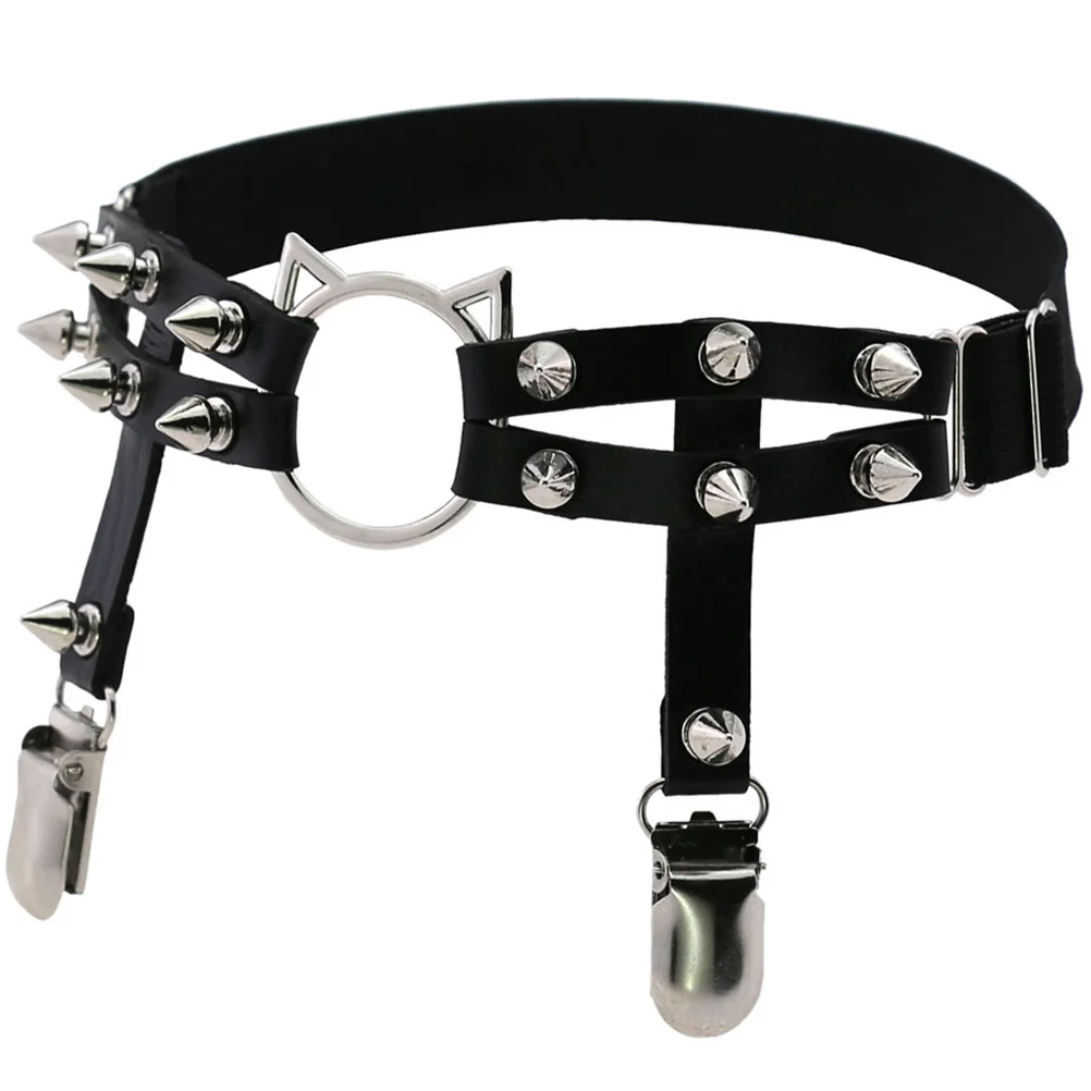 

Goth Thigh Garter Belt Gothic Leg Garter Belts Women European American Rivet Punk