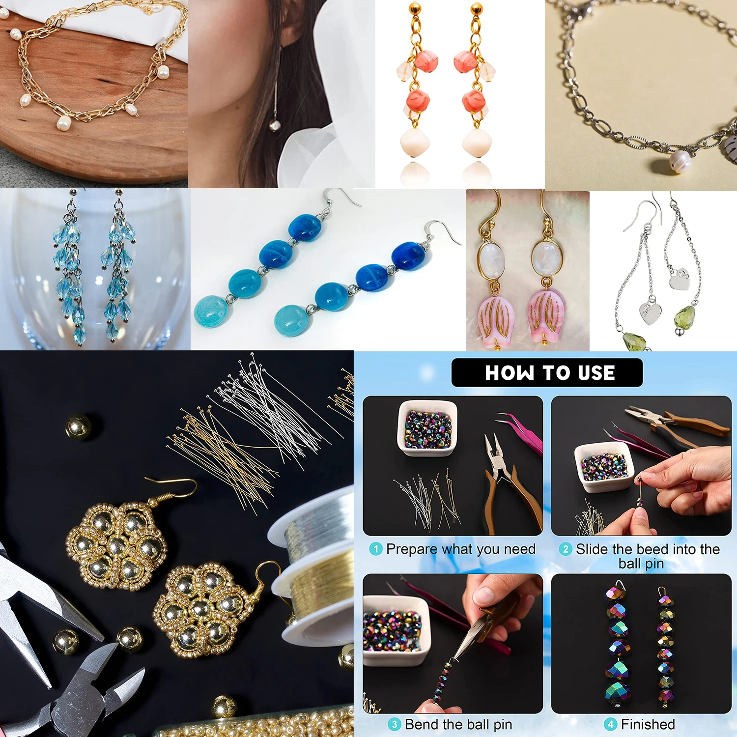 Шпильки для бижутерии шпильки с плоским наконечником золотистые/Серебристые