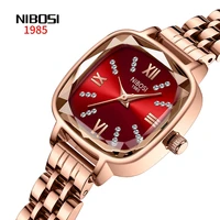 nibosi top brand new luxury red dial women quartz watches waterproof female wrist ladies watch clock relogio feminino 2535