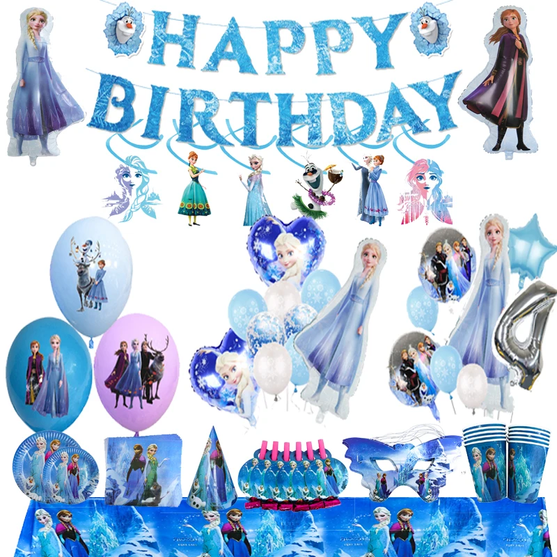 Disney, Холодное сердце, Анна, Эльза, Снежная королева, принцесса, украшение на день рождения, фольга, латекс, воздушные шары, баннер, набор посуды, поставки для детей