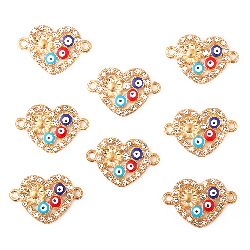 15Pcs 13*25MM Colorful Lucky Blue Eyes Charm Pendant Connector Women's Jewelry DIY Necklace Bracelet Earrings Accessories Gifts