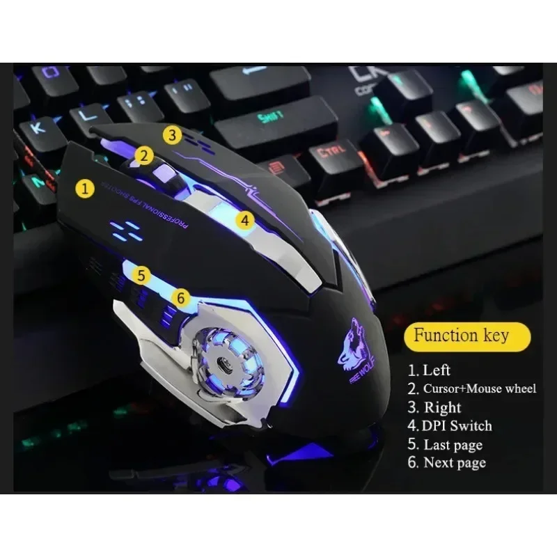 Проводная игровая мышь регулировка 4 точек на дюйм (500–4000 дюйм) с 7 светодиодами