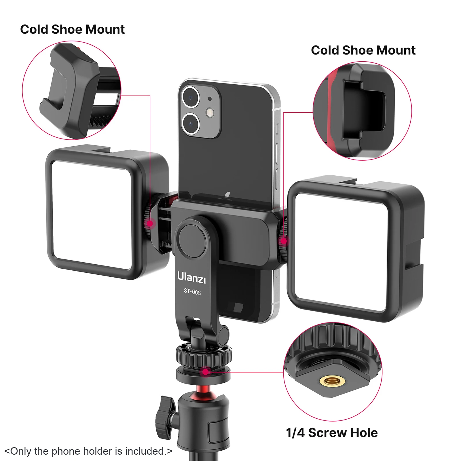 ulanzi st 06s vertical shooting phone mount holder dslr camera monitor mount tripod mount clamp for smartphone vlog shooting free global shipping
