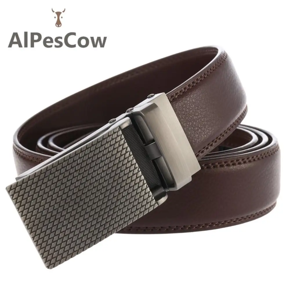 

Automatic Buckle Genuine Leather Belt for Men 100% Alps Cowhide Ratchet Belt 3.0cm Width Designer Waistband Luxury Male Casual
