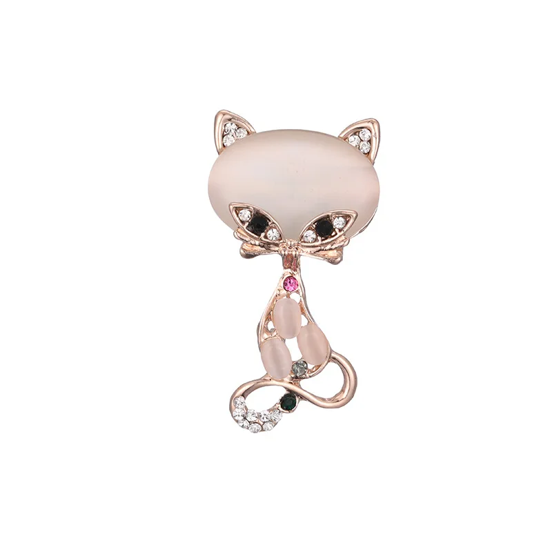 

TULX Vintage Crystal Cat Brooches Fashion Cute Animal Rhinestone Opal Brooch Women Jewelry Clothing Pin Accessories Party Gift
