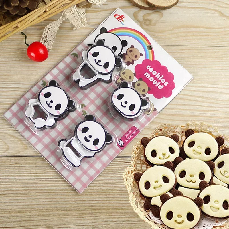 

NEW2022 4PCS/set Panda Biscuit Stamp Mold 3D Cookie Plunger Cutter Bread Sandwich Baking Mould Chocolate Candy Decorating Tools