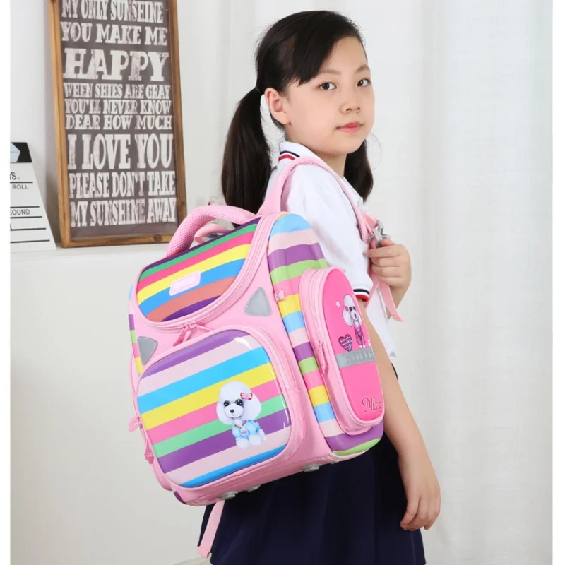 Girls Boys Cute Dog Astronaut Primary School Students High-capacity Backpacks New Children Grades 1-6 Rainbow Color Pen Bags Hot