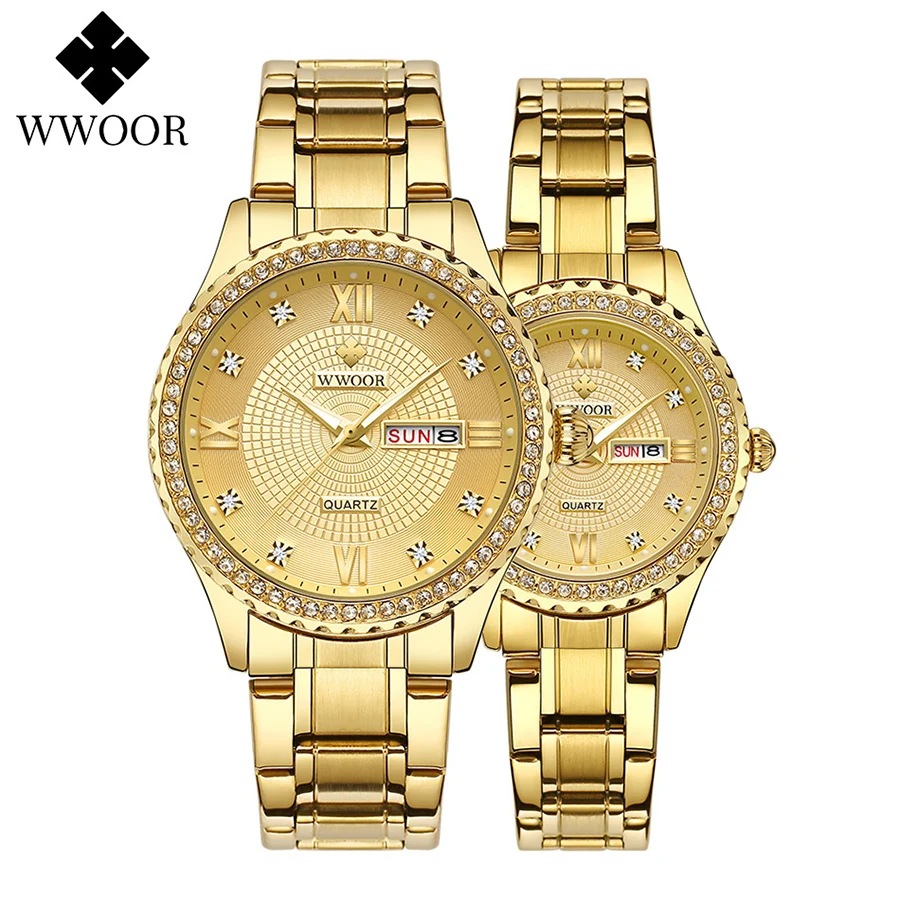Couple Watches For Lovers Luxury Brand Waterproof Luminous Complete Calendar Week Display Women's  Men Watch Amante Relógios