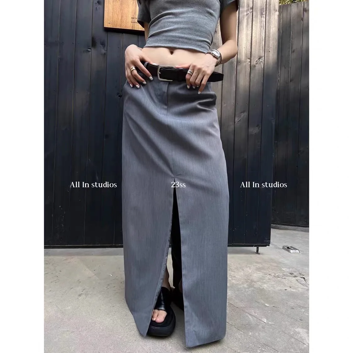 

Женский костюм с юбкой средней длины, прямая облегающая юбка с поясом и высокой талией, весна-лето 2023