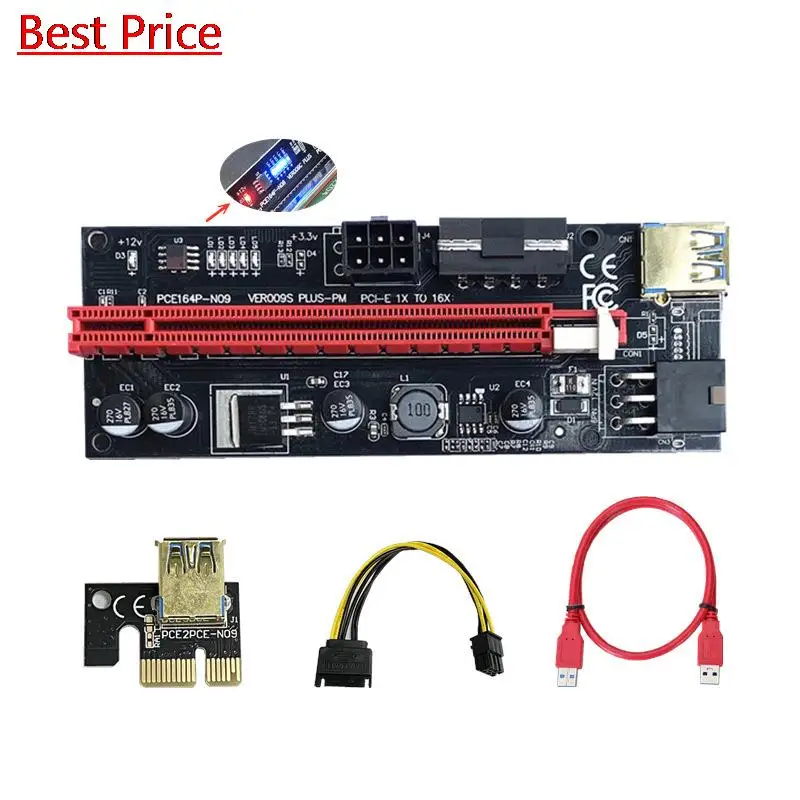 

100Pcs/lot Pci-e Graphics Card Extension Cable Adapter Usb3 0 Transfer Card Pcie1x To 16x Ver009s + Running Light