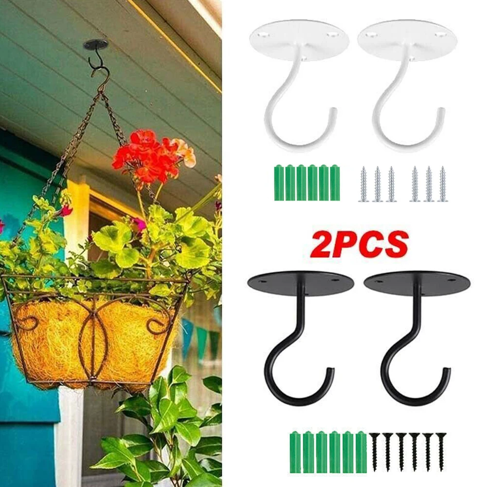 

14pcs/set Balcony Bathroom Plant Hanging Hook Hangers Basket Brackets Black/White Ceiling Hooks Garden Hanging