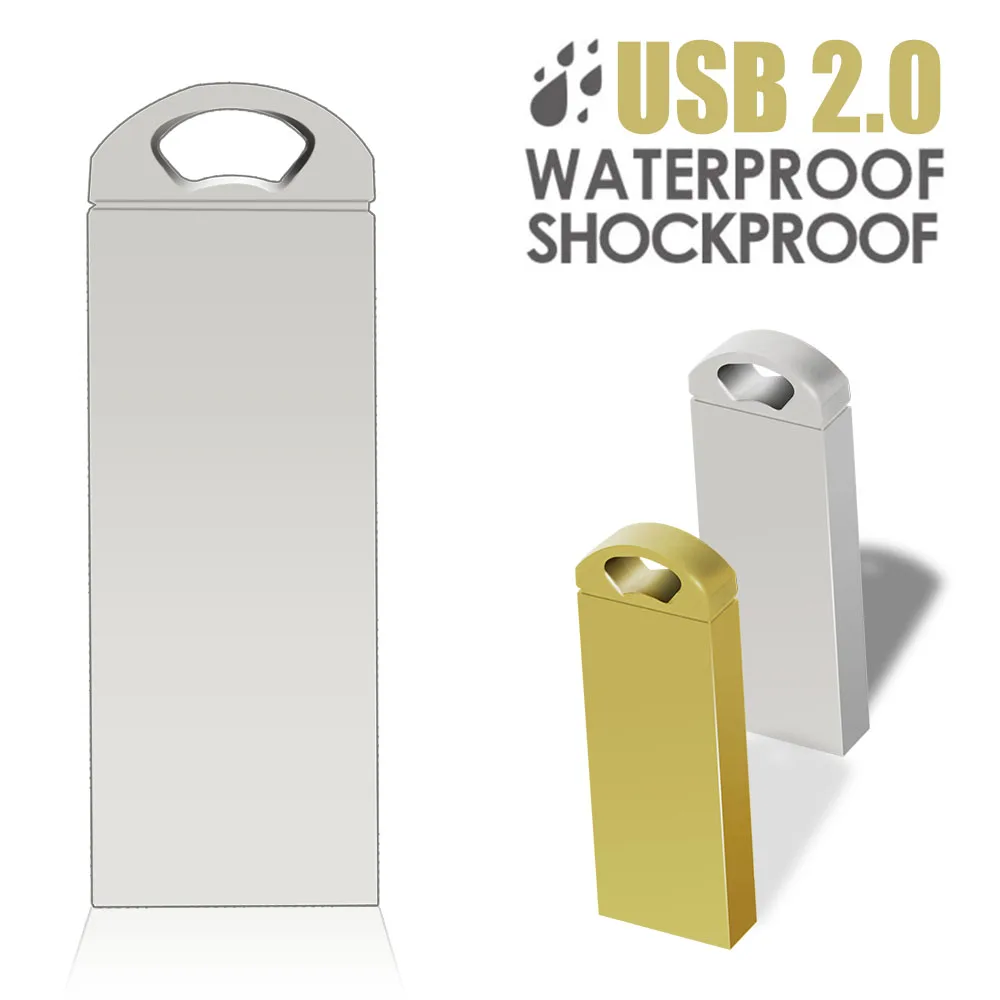 

high Speed USB Flash Drive 64GB 32GB 16GB 8GB Pen Drive 4GB Pen Drive Waterproof Silver U Disk Usb gold study Gift