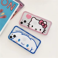 bandai cute hello kitty and yugui dog couple phone case for iphone 13 12 11 pro max xs xr x xsmax 8 7 plus high quality cover