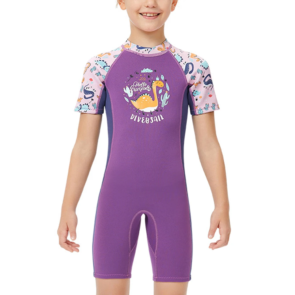 

2.5mm One-pieces Kids Wetsuit Sunscreen with Front Zipper Snorkeling Surf Suit for Girls Youth Teen Toddler Child S