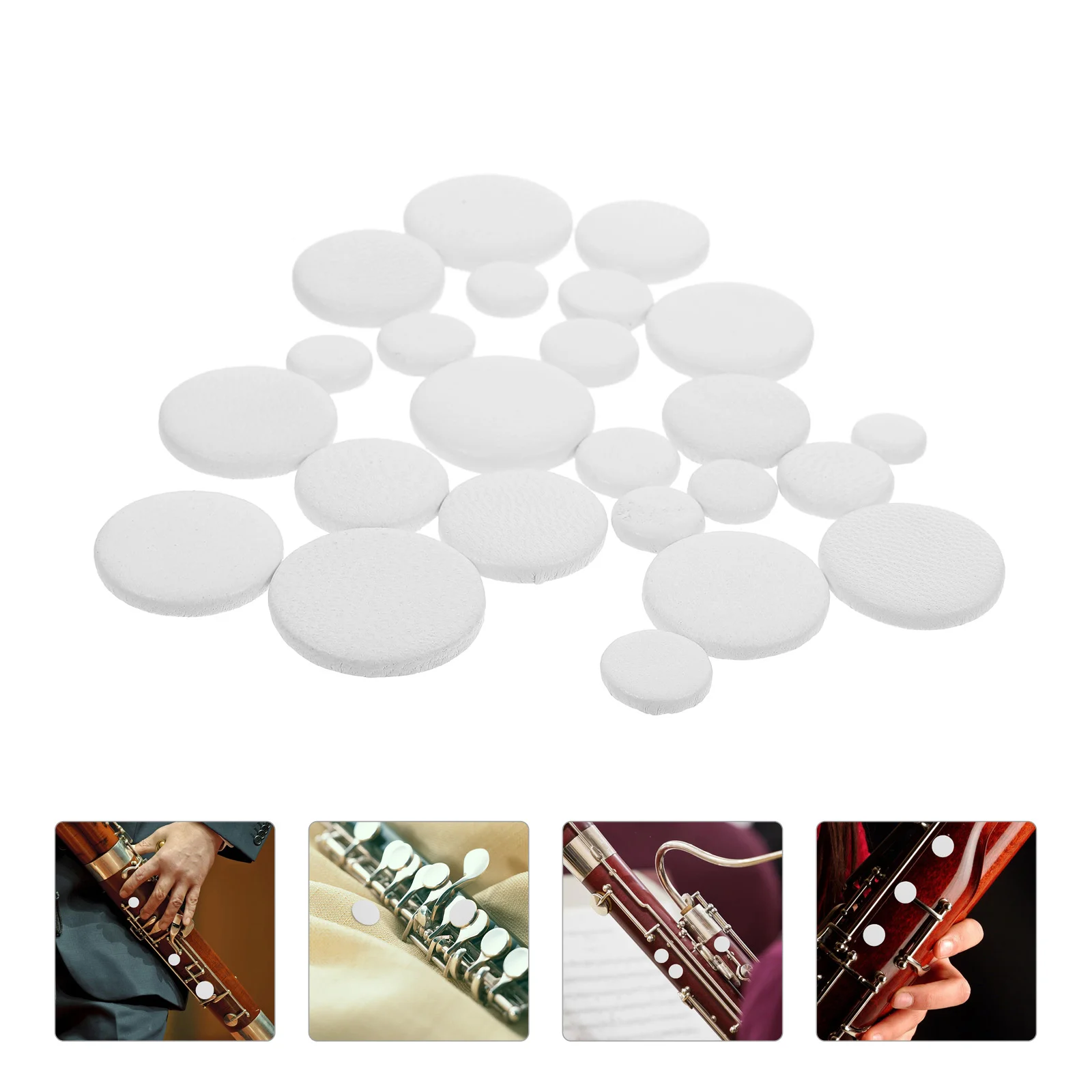 

24 шт., прокладки для звуковых отверстий Bassoon (белые)