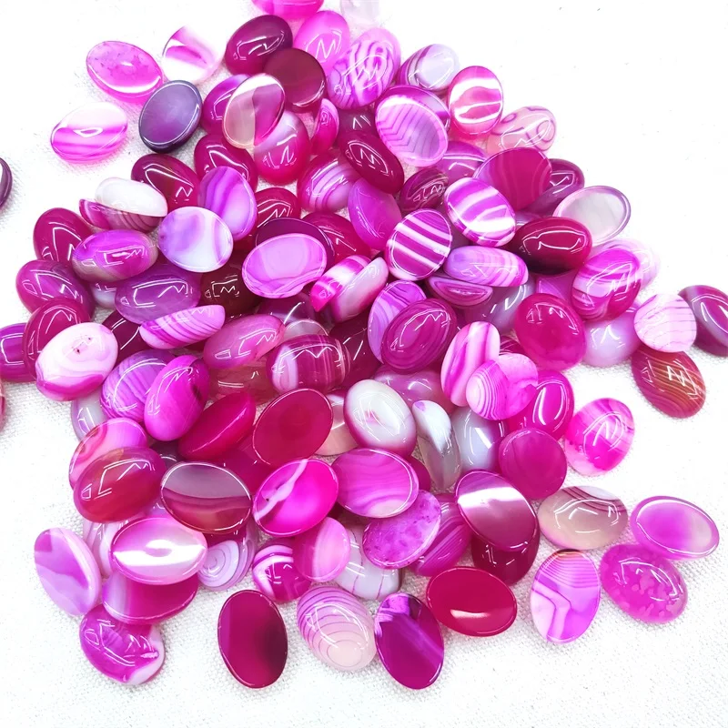 

20pc 13x18mm Blue Pink Purple Stripe Agates Stone Oval CAB CABOCHON Beads for Jewelry Making Clothes Accessories Wholesale