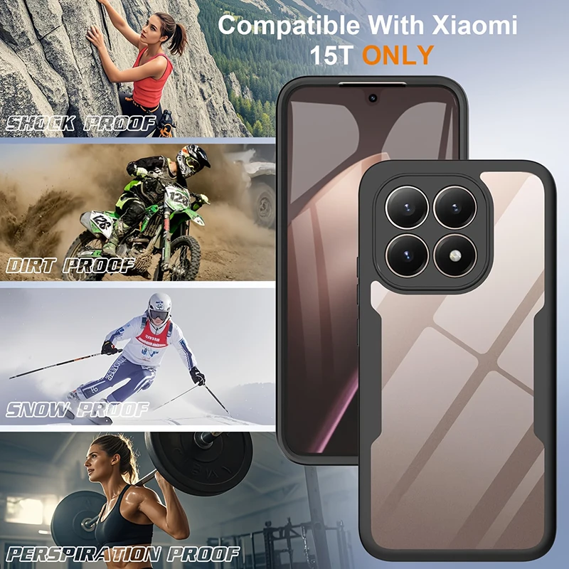 Фото 360 °   Противоударный чехол для Xiaomi 15T Pro Mi 15T с защитой экрана, прозрачный, гибридный, прочный, для передней и задней панели №4