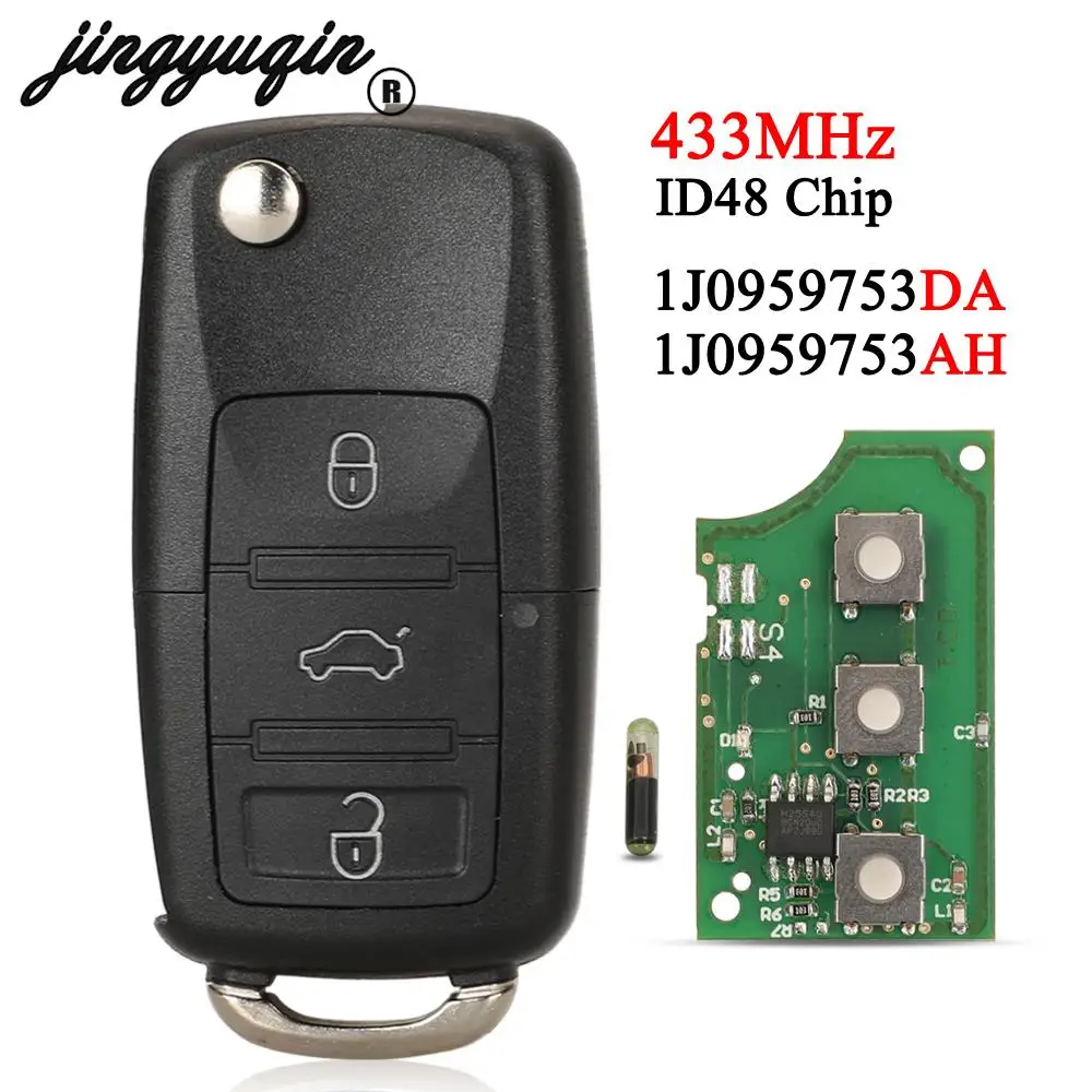 

Jingyuqin 1J0 959 753 DA/ AH флип-автомобильный дистанционный ключ id48 для VW Beetle Bora Golf Passat Polo Skoda Fabia Octavia Seat Leon Toledo