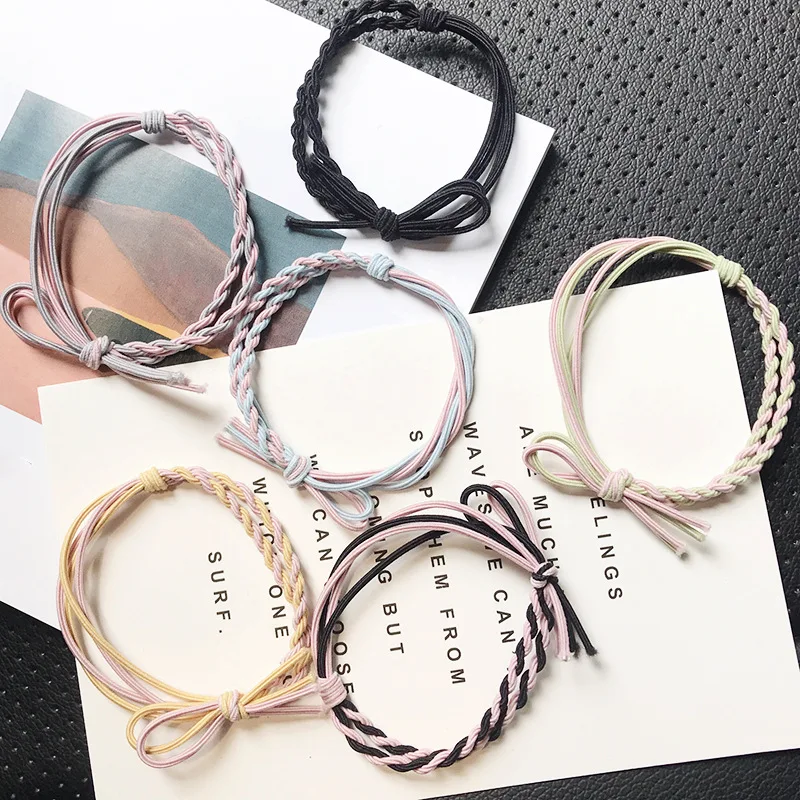 

Small and Fresh Rubber Bands Simple For Hair Accessories for Girls Woven Fried Dough Twist. Hair Ties Woman Tie Band Loop New