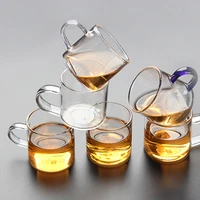 borosilicate transparent tea cup glass tea tasting cup glass teacup sub handle cup straight bowl mug