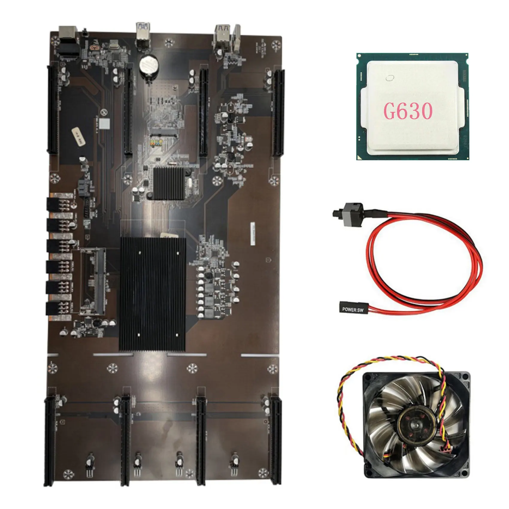 ETH80 B75 BTC Mining Motherboard+G630 CPU+Fan+Switch Cable 8XPCIE 16X LGA1155 Support 1660 2070 3090 Graphics Card