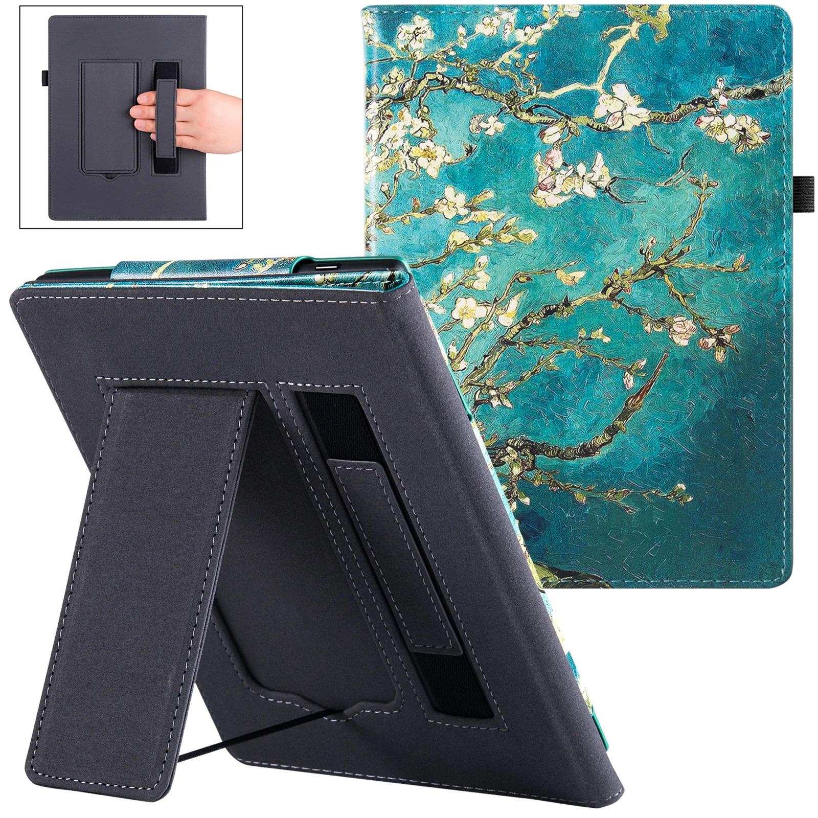 Stand Case for Onyx Boox Nova Air 2 (7.8 inch - 2022 Release) - Premium PU Leather Bookcover with Hand Strap and Auto Sleep/Wake