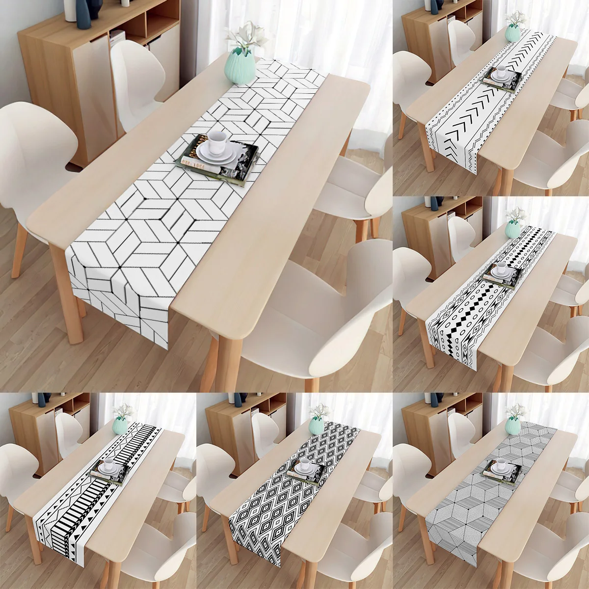 

Geometric Pattern Table Runner Table Flag Cover Tablecloth Table Runners for Wedding Party Holiday Decor Dining Cloth Placemat