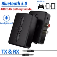 bluetooth 5 0 audio receiver transmitter rca 3 5mm aux jack music 400mah stereo wireless adapter handsfree call for car pc