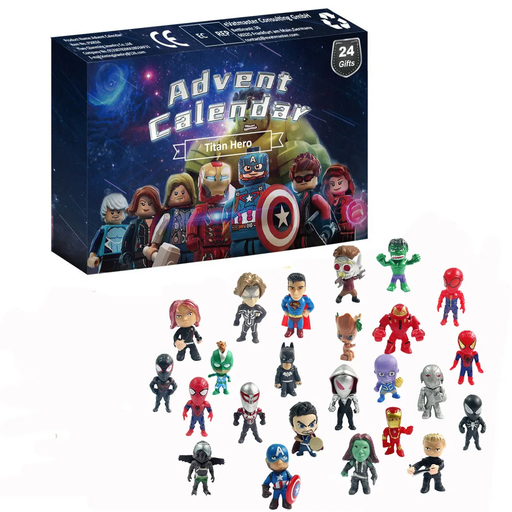 

24pcs Marvel Blind Box Christmas Gifts for Kids Avengers 3-4cm Figure Christmas Advent Calendar Countdown Kids Christmas Gifts