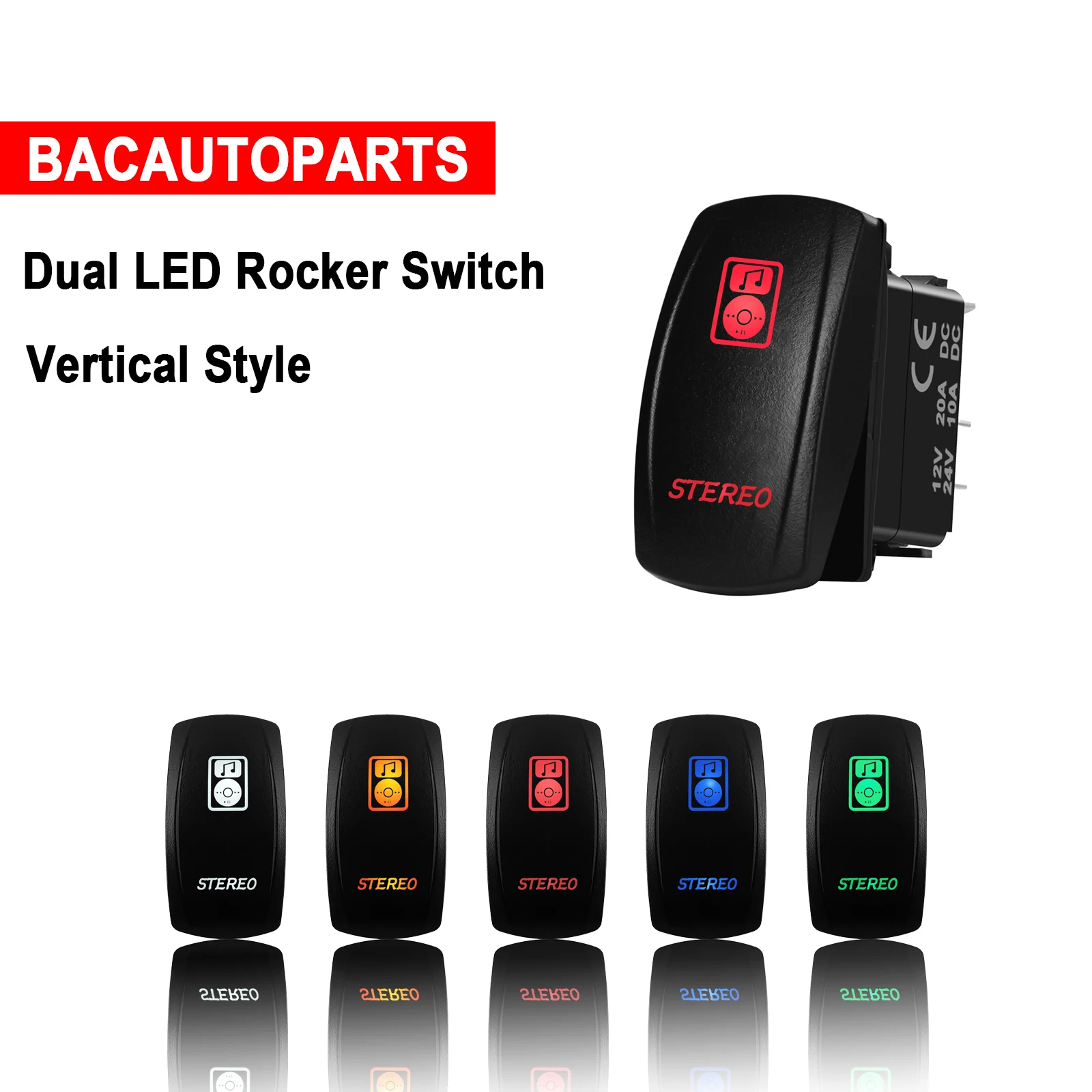 12 В SPST 5PIN ON OFF Dual светодиодный STEREO Rocker Switch для автомобиля лодки грузовика