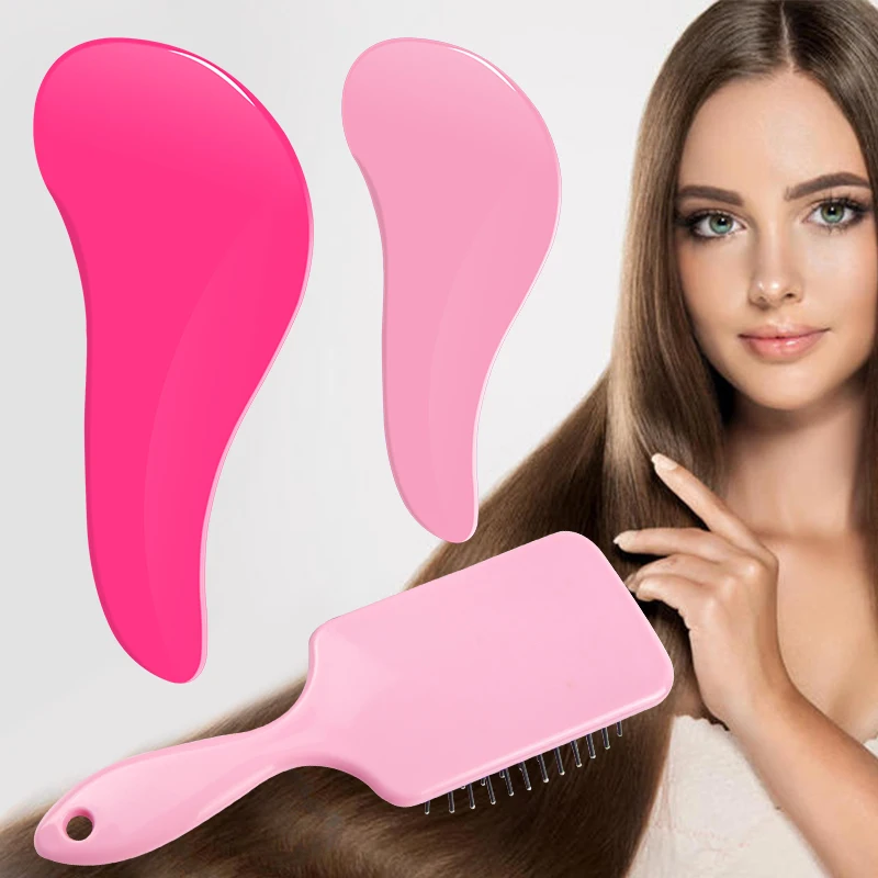 

Pink Women Hair Brush TT Massage Hair Comb Massage the Scalp Wet Curly Detangle Magic Hair Brush Reduce Hair Loss For Curly Hair