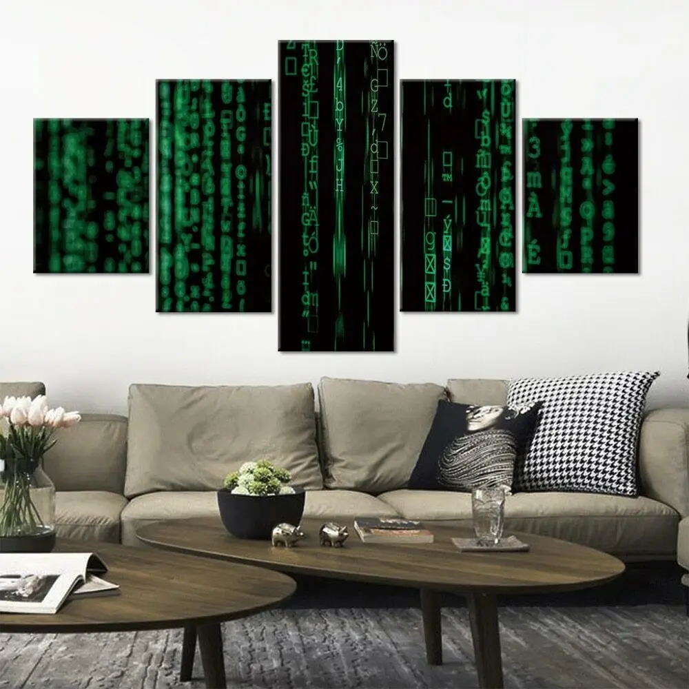 Фото 5 шт. матрица Green Code Tech современный декор холст настенное искусство 5 шт. картины HD печать без рамы 5 панелей декор комнаты №3