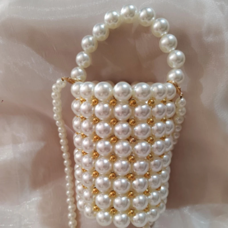 Роскошная жемчужная женская сумка тканая сумка-ведро с бисером вечерняя верхней