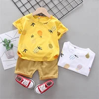 1 4 years toddler kids boys girls clothes sets summer short sleeve pineapple floral t shirtsshorts sets casual 2 piece outfits