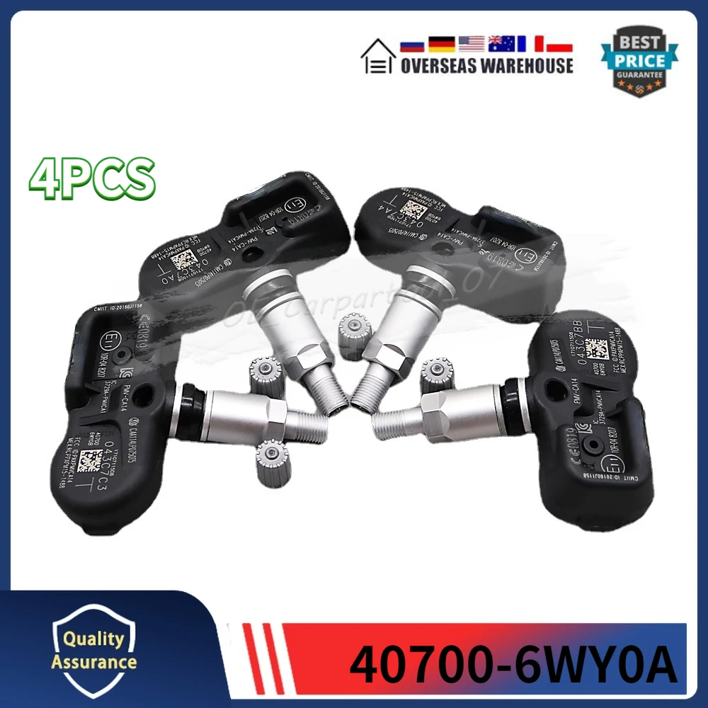 

4PCS For Infiniti Q70 Qx QX50 QX70 QX80 Nissan 370Z GT-R Juke Leaf Murano 433MHz Tire Pressure Sensors TPMS PMV-CA14 40700-6WY0A