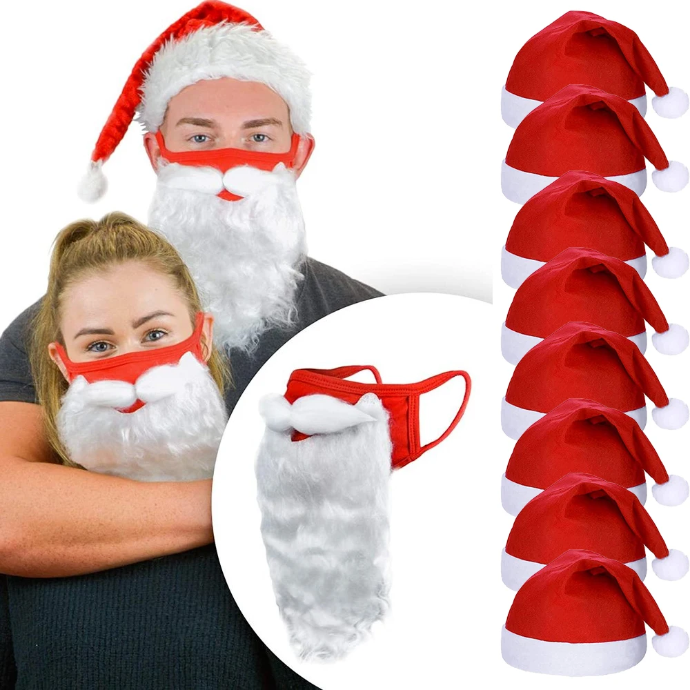 

Christmas Decoration 3D Santa Claus Beard Masks Adult Unisex Funny Reusable Santa Beard Face Cover Shield for Xmas Cosplay Party