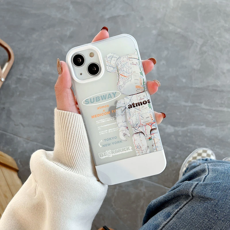 

Модный брендовый чехол для телефона с граффити машинное оружие медведь для iPhone 11 12 13 Pro Xs Max Xr 7 8 Puls милый противоударный мягкий чехол