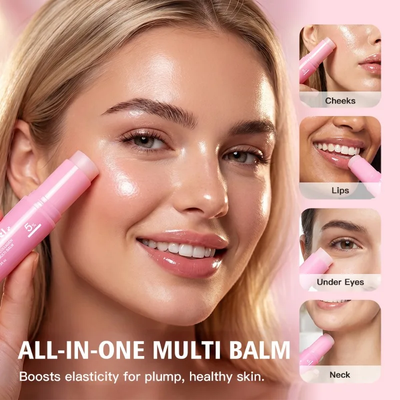 Фото Бальзам-стик PDRN Pink Collagen Multi Volume с коллагеном для омоложения, подтяжки кожи и борьбы с морщинами вокруг глаз, шеи, лба и мимических морщин. №2