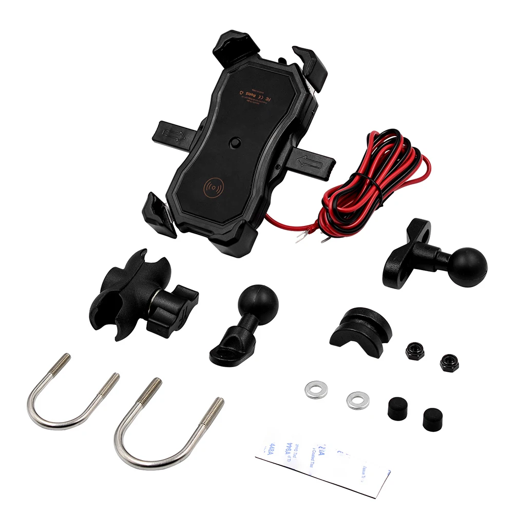 

12-24V Handle Mount Fast Wireless With Holder Practical Portable Motorcycle Phone Charger 360 Degree Rotation Outdoor Durable